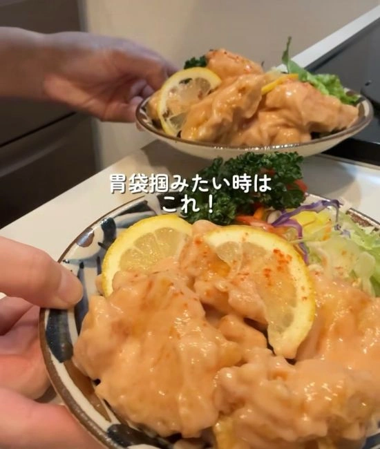 完成した鶏マヨ