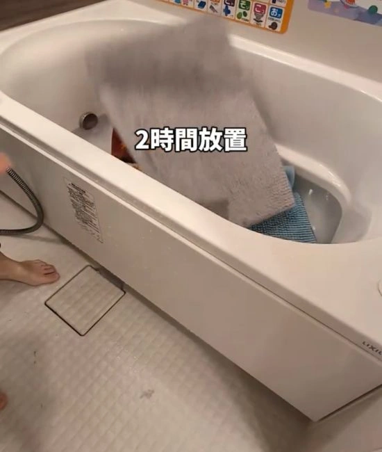バスマットを入れる様子