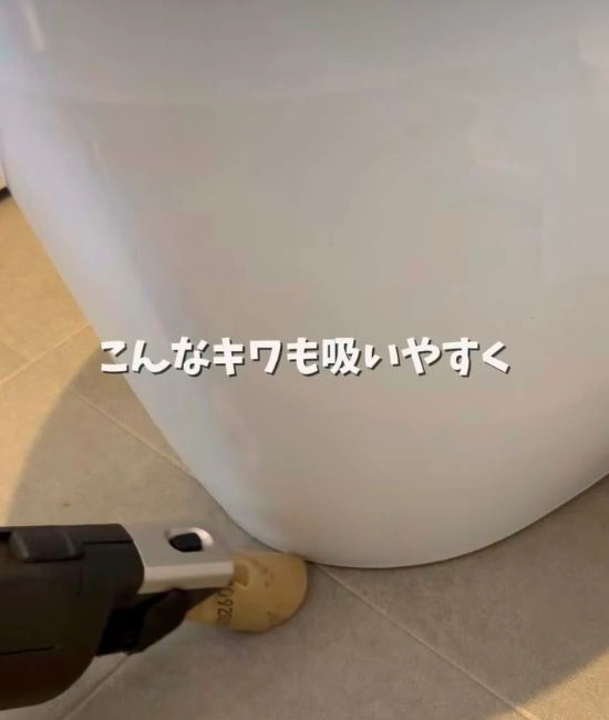 トイレのキワを掃除する様子