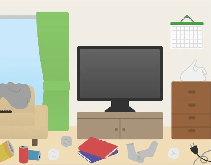 散らかった部屋のイラスト