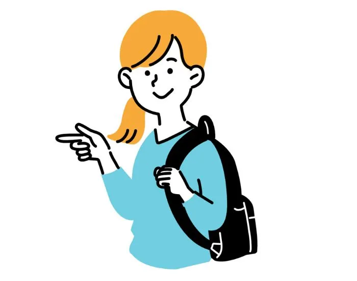 指を差す女性のイラスト