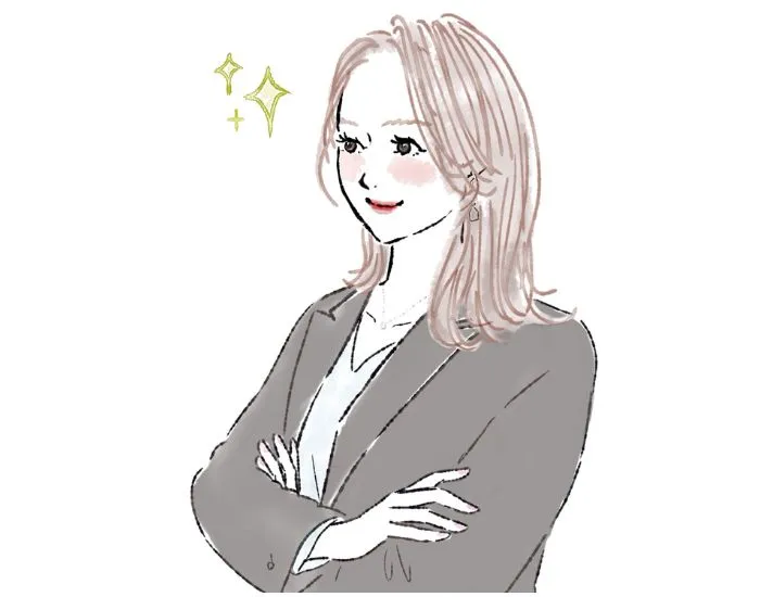 腕を組む女性のイラスト