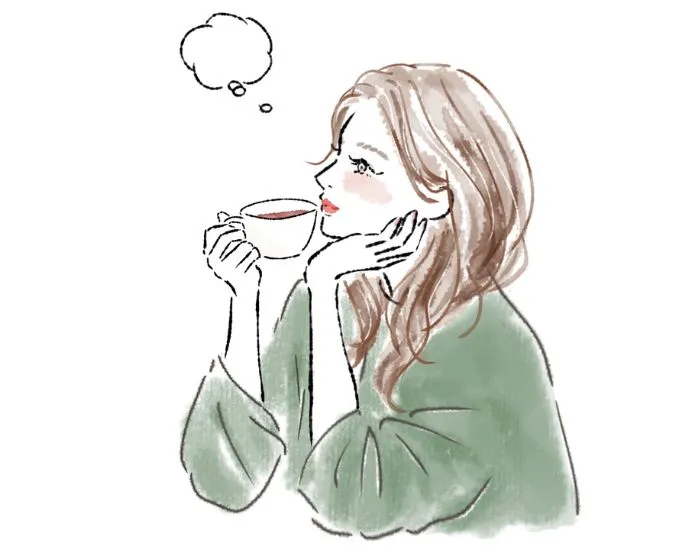 コーヒーを飲む女性のイラスト