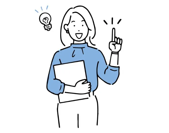 左手の人差し指を立てた女性