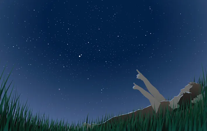 楽な姿勢で空全体を見渡す