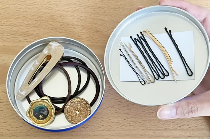 ニベア青缶小物入れの写真（撮影：grapeライフハック編集部）