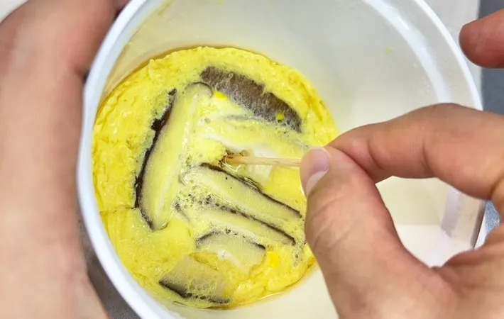 『ダイソー レンジでかんたん！茶わん蒸し器で作った茶碗蒸し』の写真（撮影：キジカク）