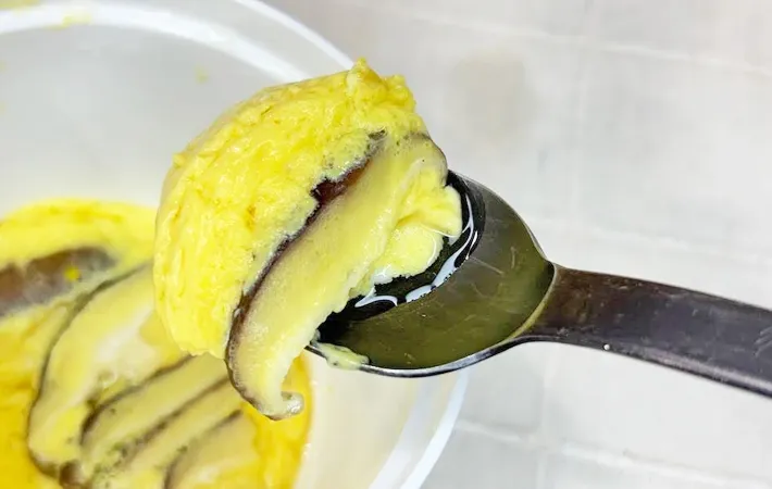 『ダイソー レンジでかんたん！茶わん蒸し器で作った茶碗蒸し』の写真（撮影：キジカク）