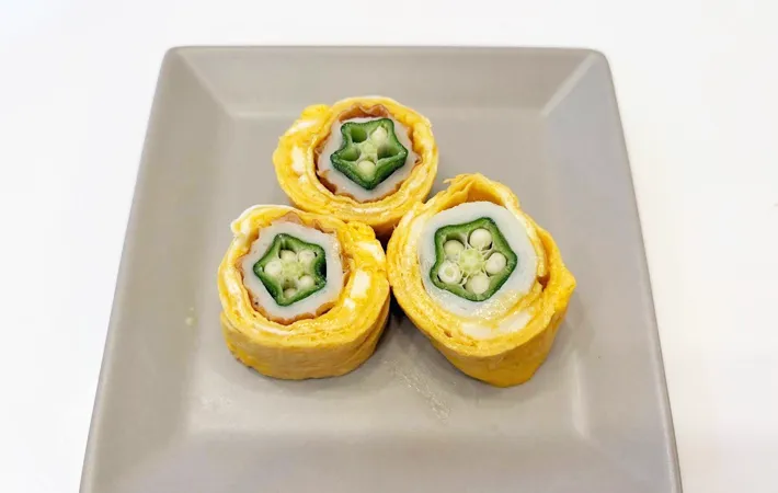 『オクラ入り玉子焼き』の完成写真（撮影：エニママ）