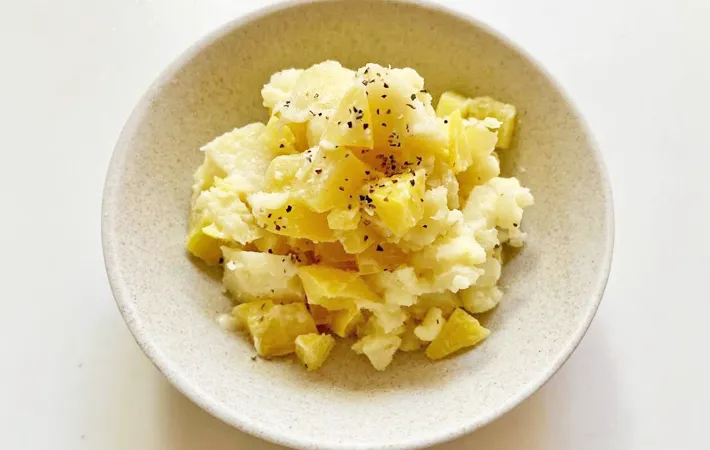 『たくあんポテサラ』の完成写真（撮影：エニママ）