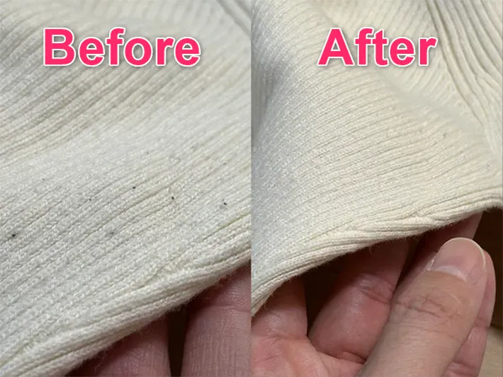 ニットのビフォーアフターの画像（撮影：grapeライフハック編集部）