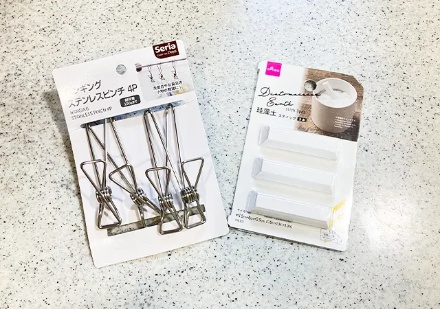 珪藻土とクリップハンガー（撮影：grape編集部）