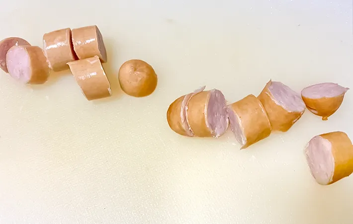 1cmの輪切りにしたソーセージの写真（撮影：エニママ）