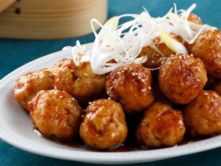 『はんぺんのふわふわ照り焼き鶏団子』の写真