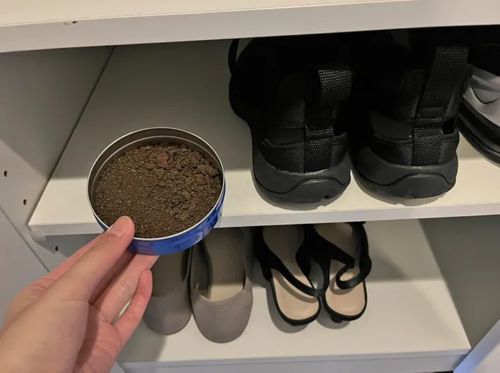 靴箱に入れたカイロの写真（撮影：grapeライフハック編集部）