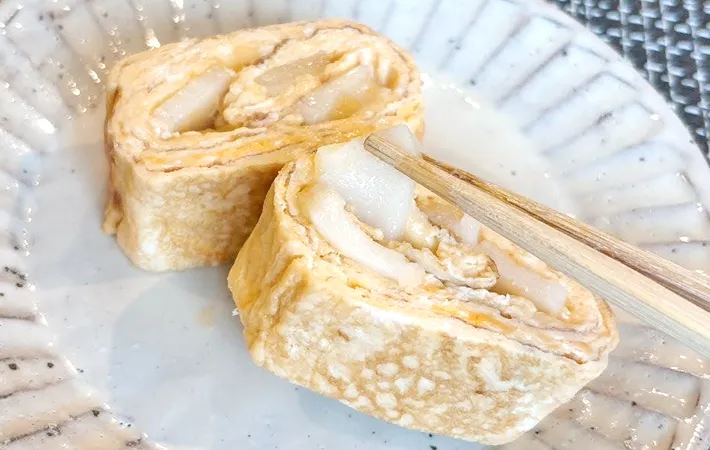 『餅の玉子焼き』の完成写真（撮影：キジカク）