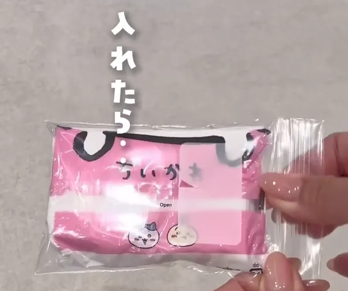 ジッパーつき保存袋にポケットティッシュを入れる