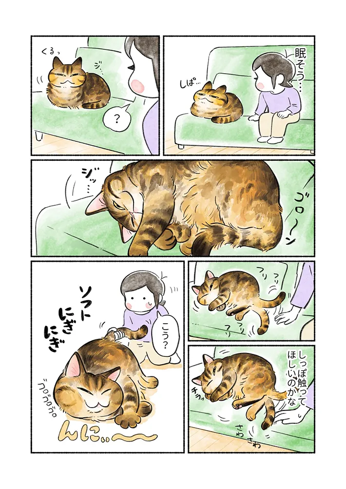 幼児と愛猫の寝姿が描かれた漫画の写真