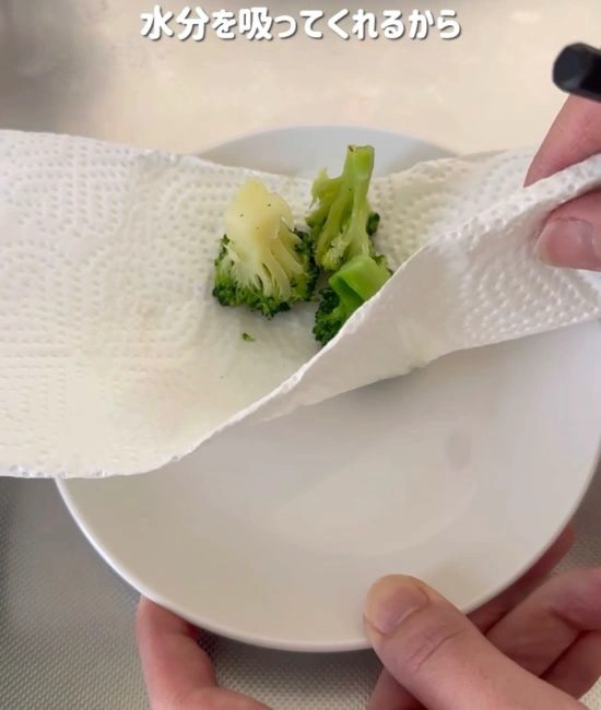 水分を吸ったキッチンペーパー