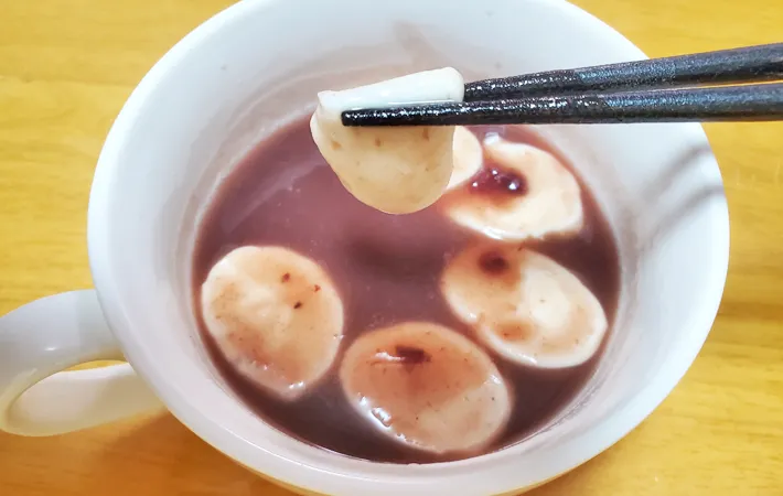 『さけるチーズしるこ』の完成写真（撮影：エニママ）