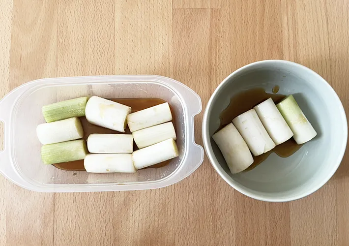 『ネギの照り焼き』の調理写真（撮影：grapeフード編集部）