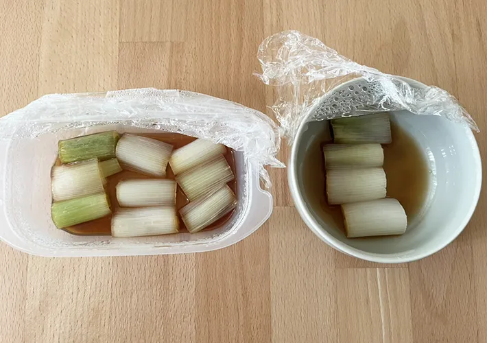 『ネギの照り焼き』の調理写真（撮影：grapeフード編集部）