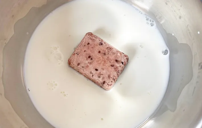 『おしるこフリーズドライあずきアイス』を作る写真（撮影：エニママ）