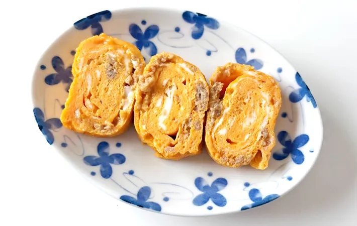 『ひき肉入り玉子焼き』の完成写真（撮影：エニママ）