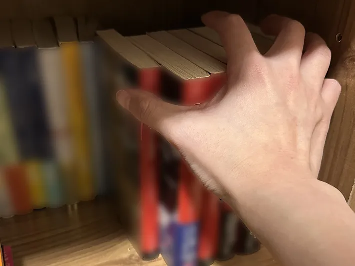 文庫本を整理している画像（撮影：grapeライフハック編集部）