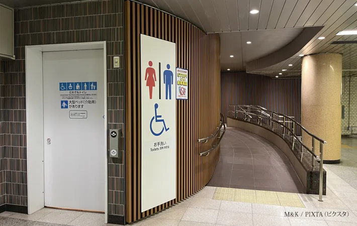 地下鉄の公衆トイレの案内の写真