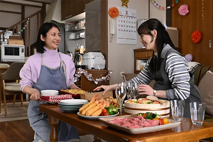 『夫に間違いありません』に出演する松下奈緒さんが写る場面写真