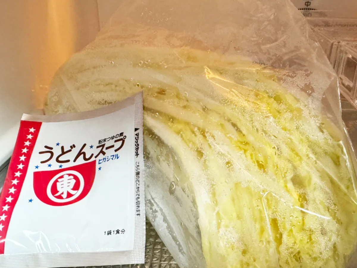 うどんスープで作る白菜の浅漬け(撮影:grapeフード編集部)