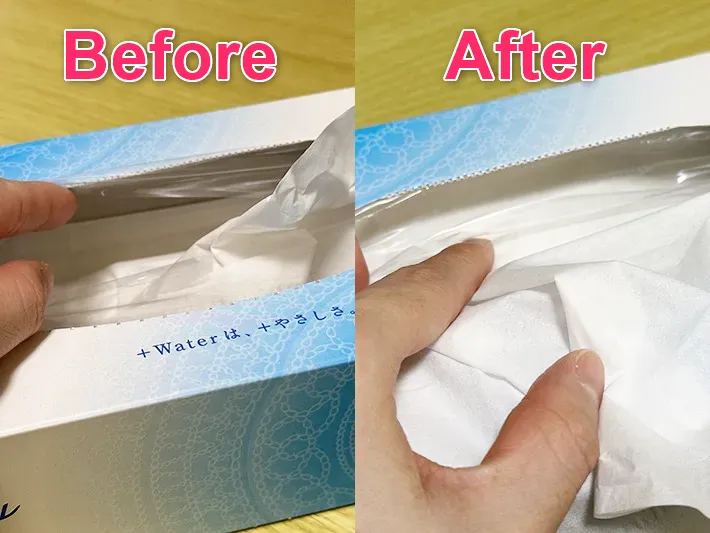 中のペーパーの様子が比較できるBeforeAfter画像（撮影：grapeライフハック編集部）