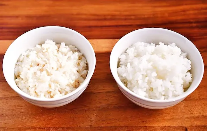 『豆腐のかさましご飯と白米の比較』写真（撮影：小泉明代）