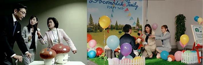 加藤あいさんが出演するドコモのCM写真。左が2005年当時のCM、右が2026年の新CMのもの。