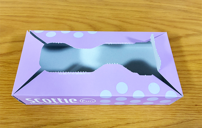 箱ティッシュで収納箱を作る裏ワザ写真（撮影：grapeライフハック編集部）