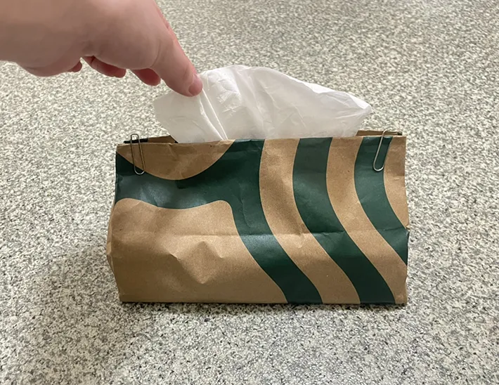 完成したティッシュケースの写真（撮影：grapeライフハック編集部
）