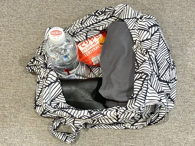 エコバッグの中にプラスチック板を敷いて荷物を入れる（撮影：grapeライフハック編集部）