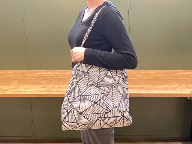 プラスチック板を敷いたエコバッグに荷物を入れて運ぶ（撮影：grapeライフハック編集部）