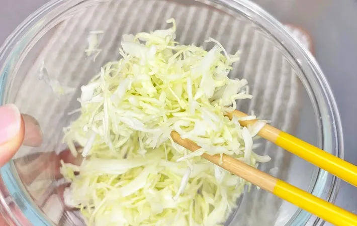 『水切りした千切りキャベツ』の写真（撮影：キジカク）