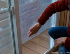 窓に断熱シートを貼る写真