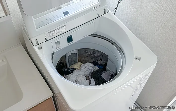 脱水後の洗濯機の写真