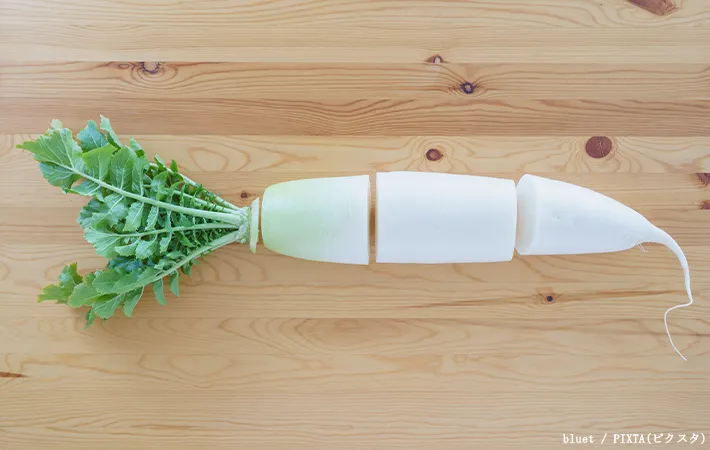 3等分にした大根の写真