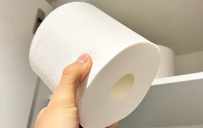 『トイレットペーパーの芯を外して持ち運ぶ方法』の写真（撮影：キジカク）