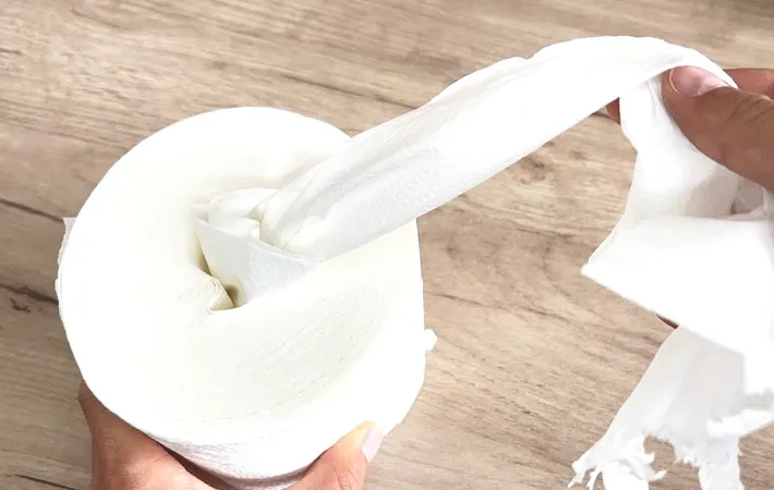 『トイレットペーパーの芯を外して持ち運ぶ方法』の写真（撮影：キジカク）