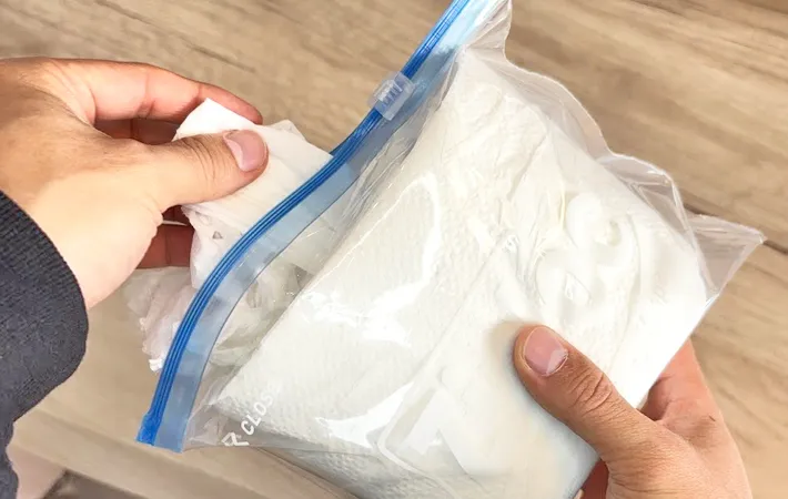 『トイレットペーパーの芯を外して持ち運ぶ方法』の写真（撮影：キジカク）