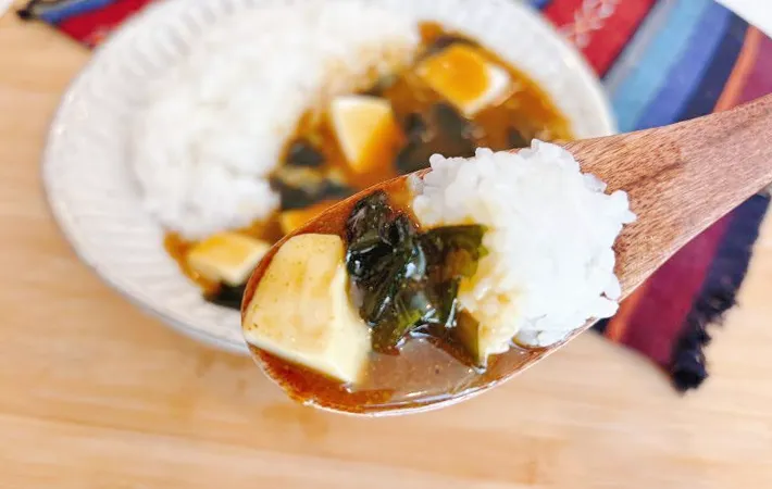 『スパイス香るわかめと豆腐のだしカレー』の完成写真（撮影：キジカク）