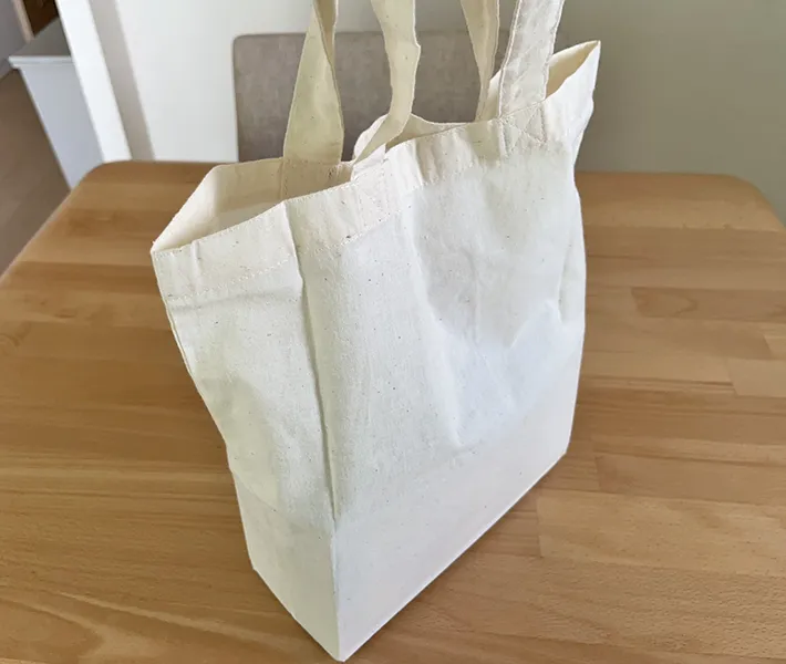 自立したトートバッグの写真（撮影：grapeライフハック編集部）