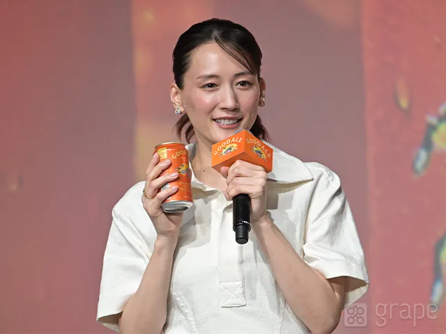 「『キリングッドエール』5,000万本突破！“大反響”御礼発表会」に登壇した綾瀬はるかさん（撮影：grape芸能編集部）