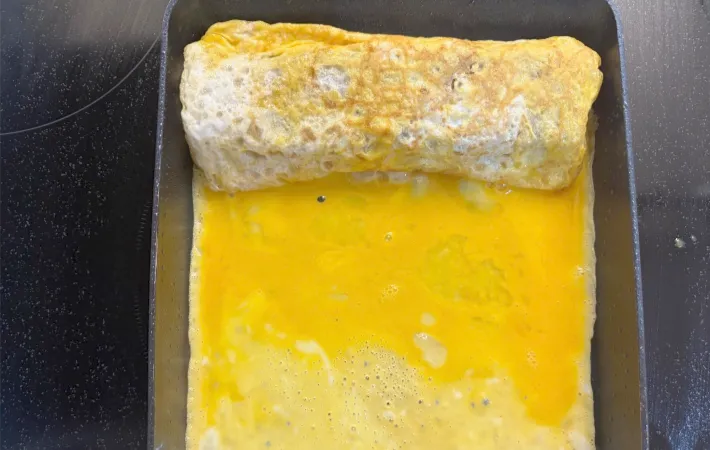 卵液を流し入れた画像（撮影：エニママ）